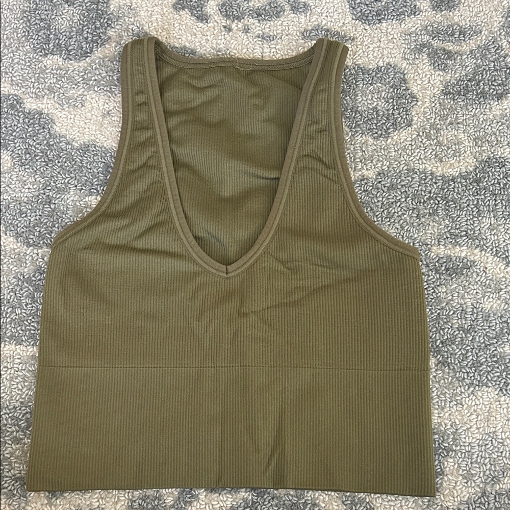 Athleta Olive Ribbed Women's Tank Top